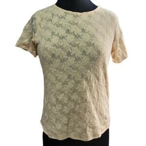 Vintage Cream Floral Lace Top Size Small